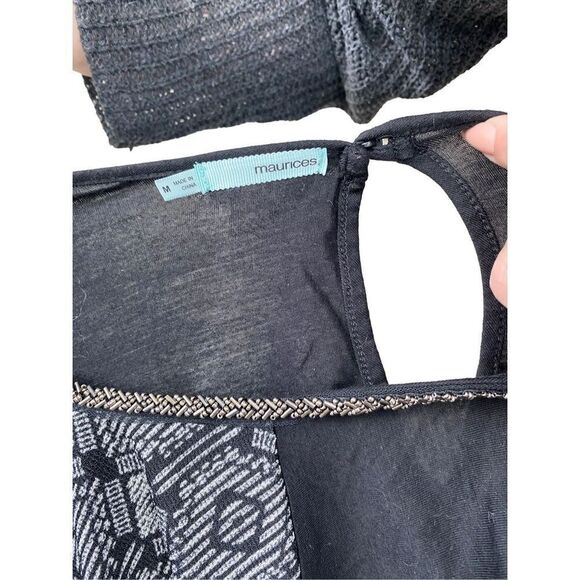 Maurice’s Black and White Geometric Super Soft Tee - Picture 2 of 4